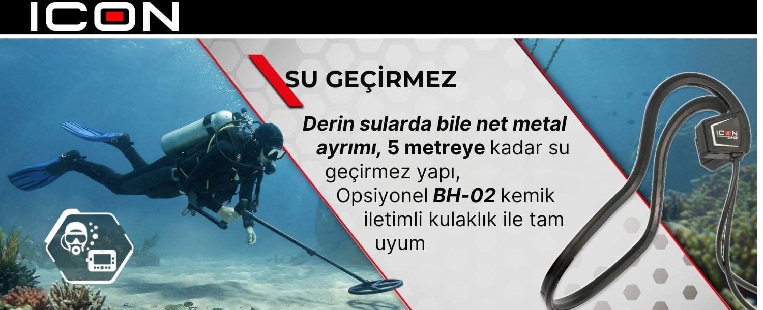 XP ICON su altı kullanım 5 metre su geçirmez metal dedektörü