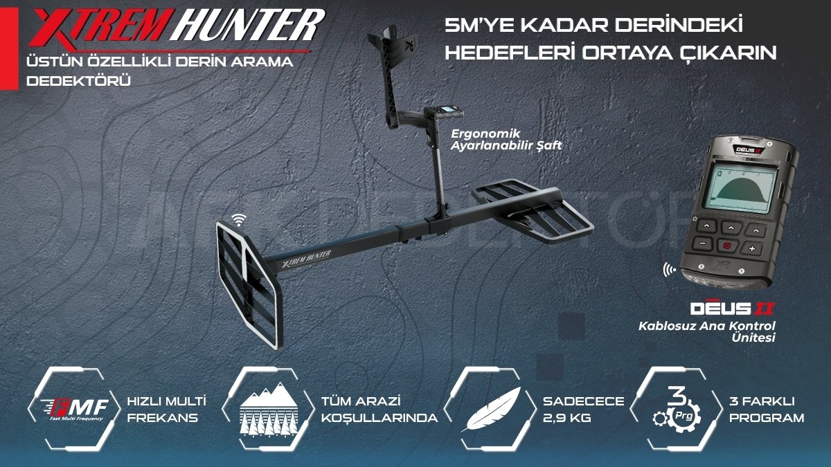 XP Xtrem Hunter dedektör DEUS 2 RC ana ünite ve 2 box sistem