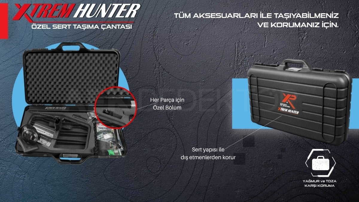 XP Xtrem Hunter dedektör sert taşıma çantası