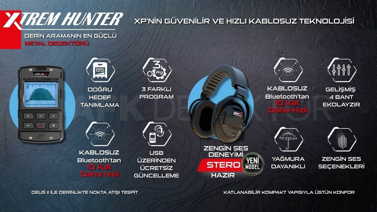 XP DEUS 2 RC ve WSA2XL ST kablosuz ses ve kontrol teknolojisi