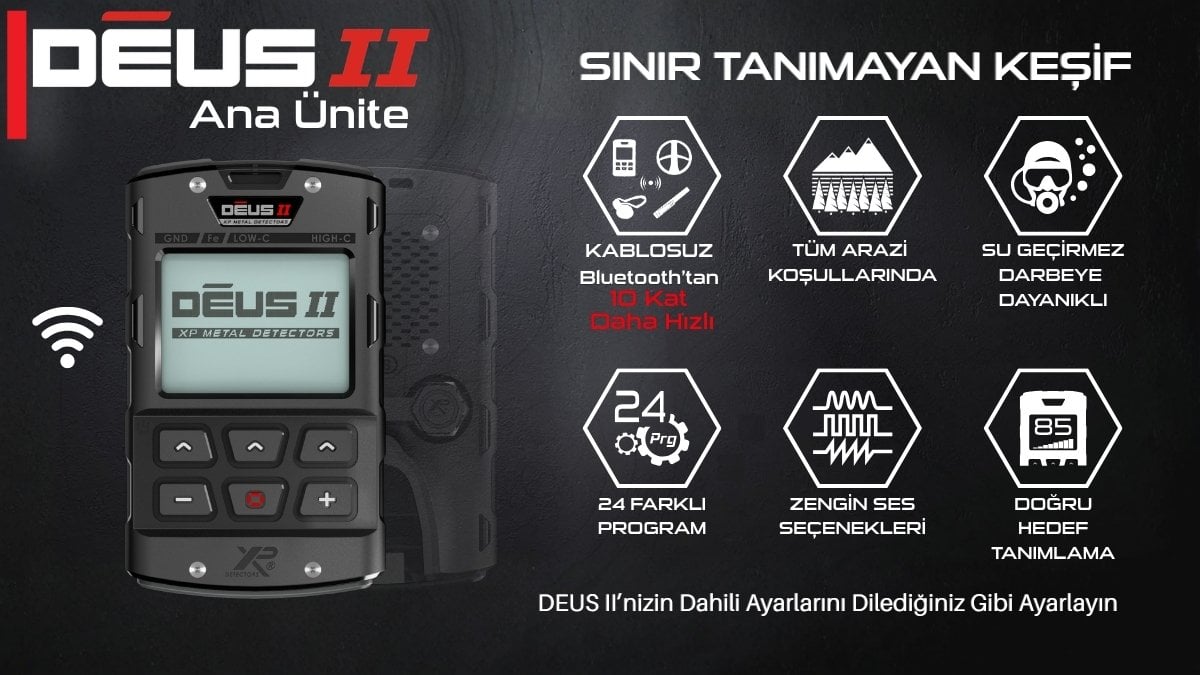 XP Deus 2 dedektör dahili ayar özelleştirme ve gelişmiş kontrol özellikleri