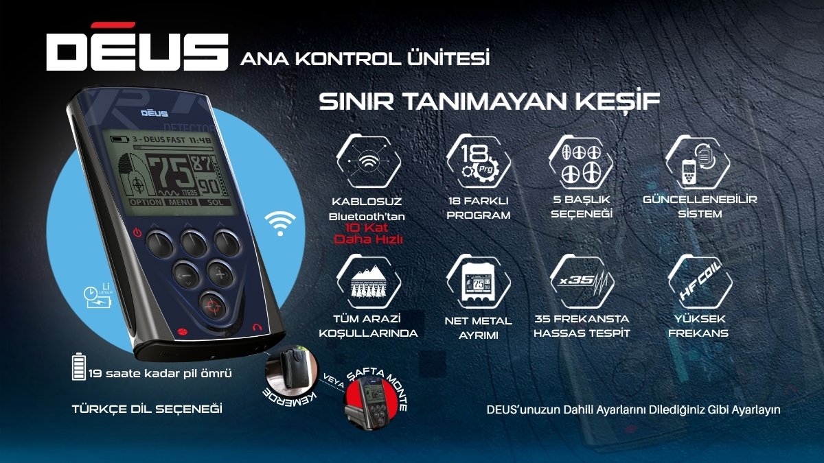 XP DEUS ana kontrol ünitesi Türkçe menü 18 program profesyonel metal dedektörü kontrol ünitesi