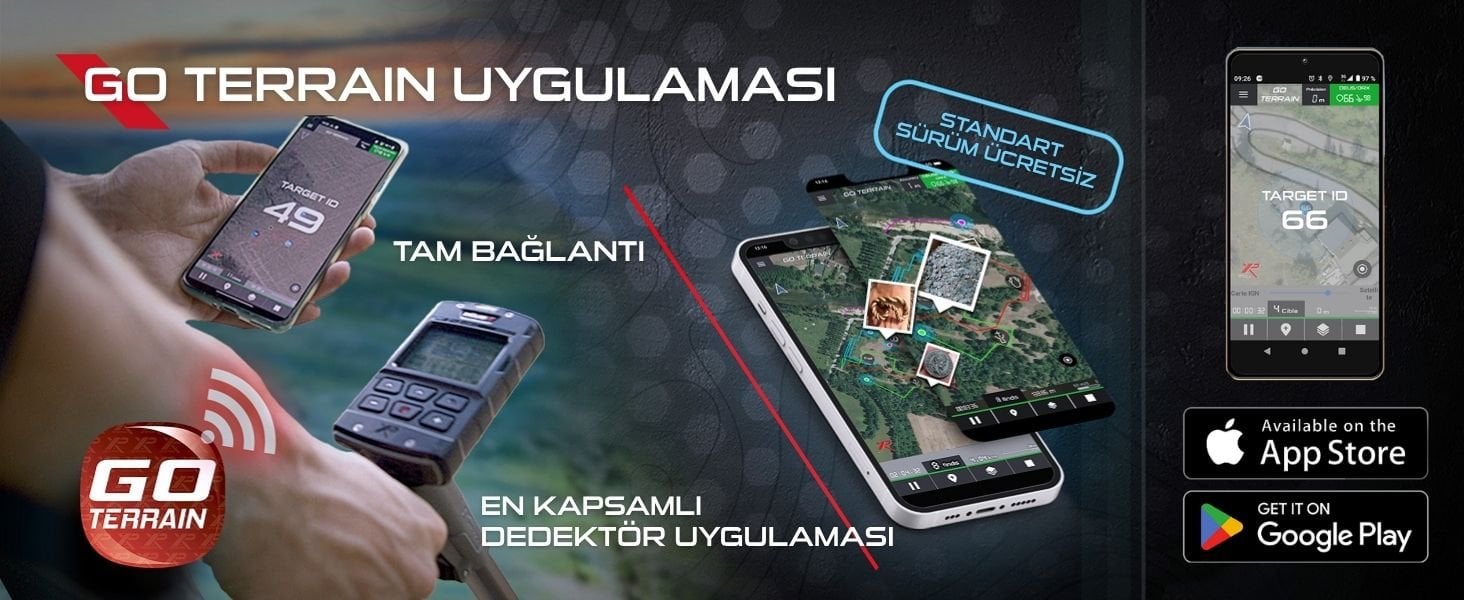 XP GO Terrain uygulaması metal dedektör hedef kayıt sistemi