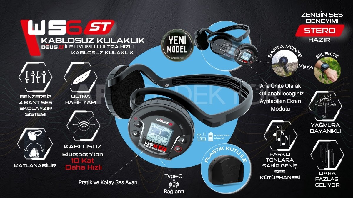 XP DEUS 2 WS6 ST kablosuz kulaklık stereo özellikler