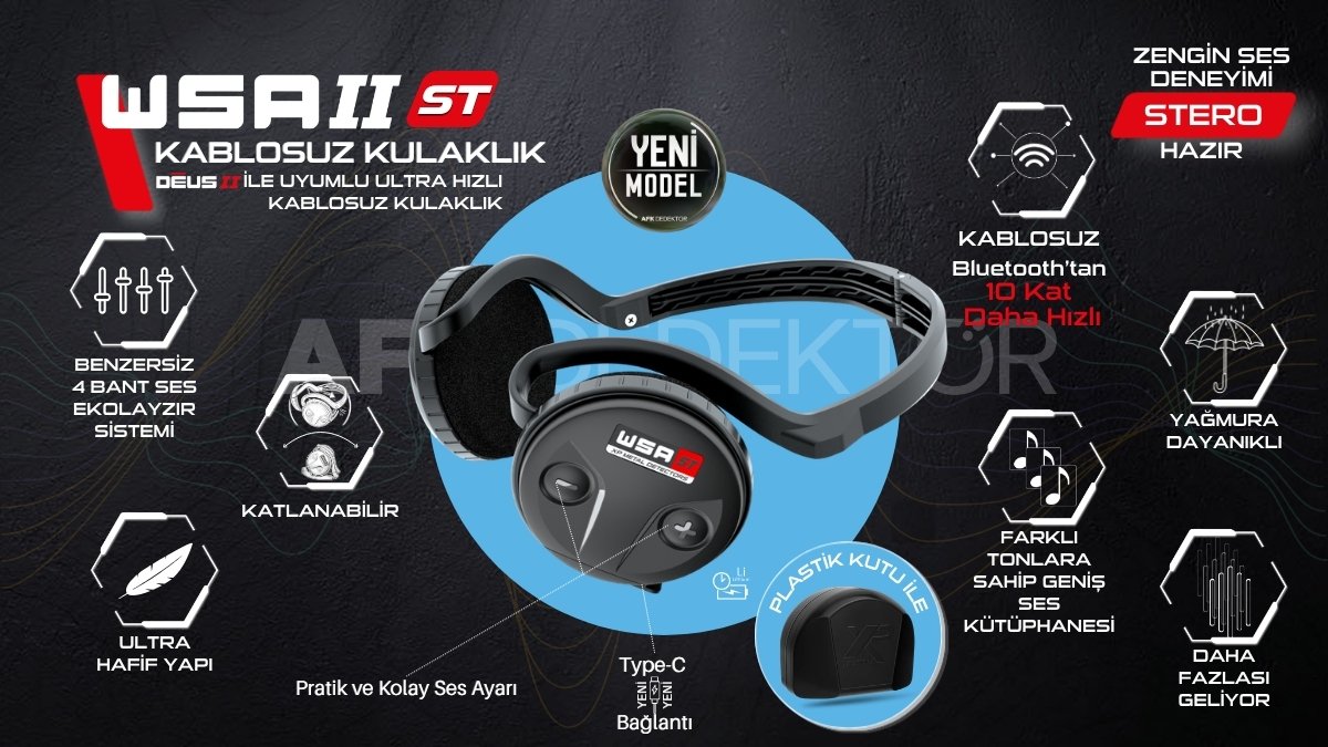 XP DEUS 2 WSA2 ST kablosuz kulaklık stereo ses özellikleri