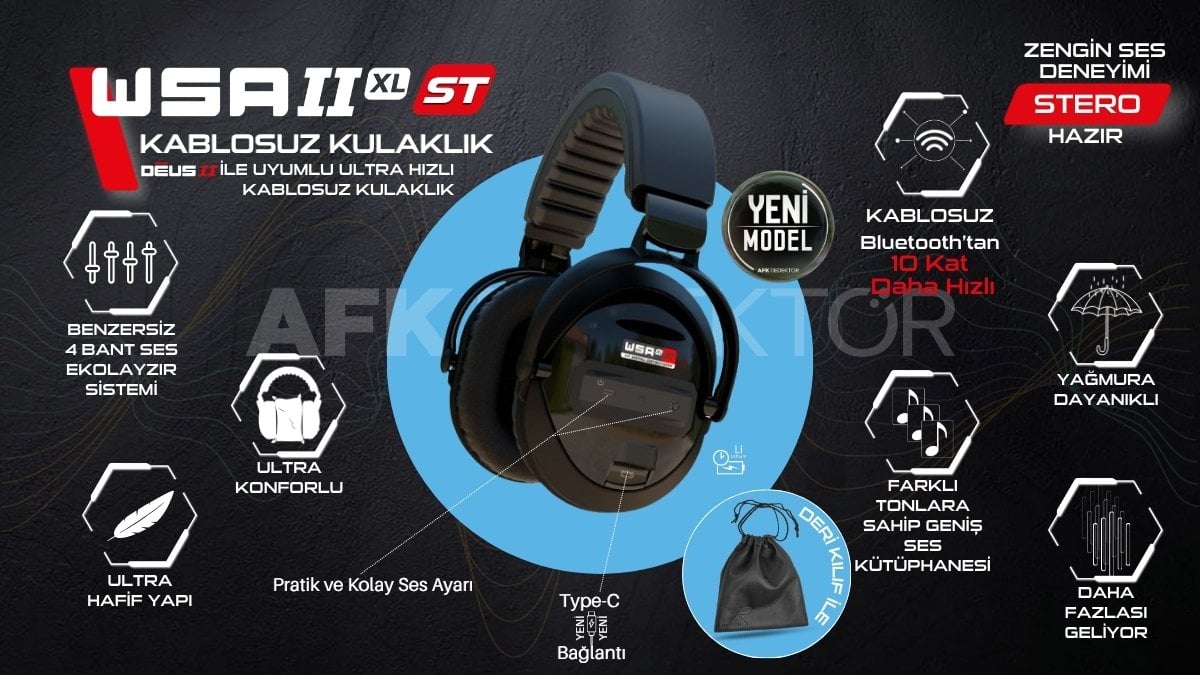 XP DEUS 2 WSA2XL ST kablosuz kulaklık stereo ses özellikleri