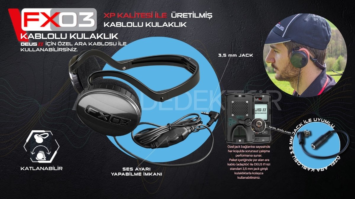 XP FX03 kablolu kulaklık DEUS 2 uyumlu 3.5 mm jack adaptörlü