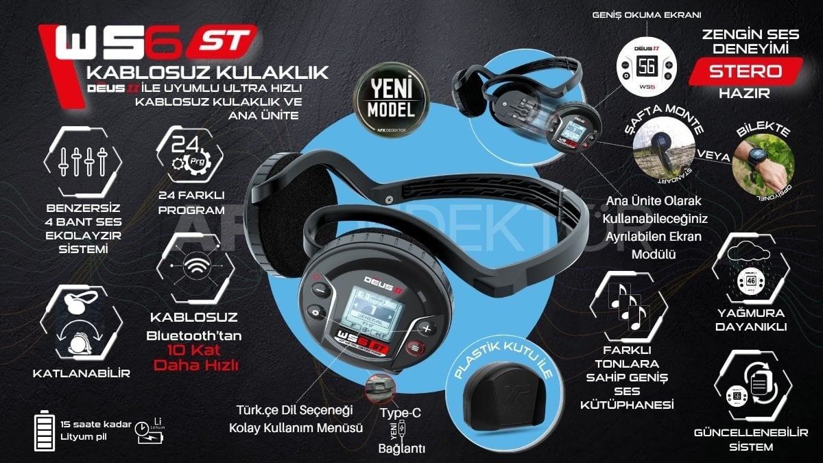 XP WS6 ST kablosuz kulaklık stereo sistem ve ana ünite modülü