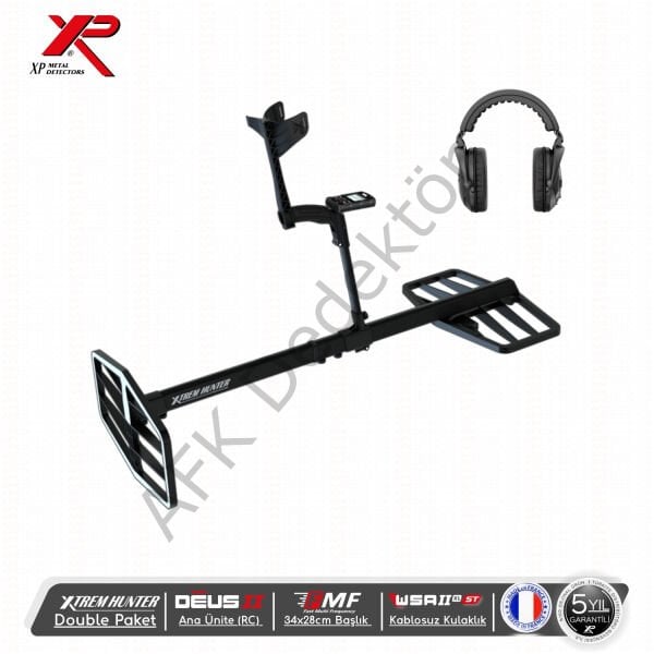 XP Xtrem Hunter Double Paket Dedektör - DEUS 2 RC, WSA2XLST Kulaklık ve 34x28 cm FMF Başlık