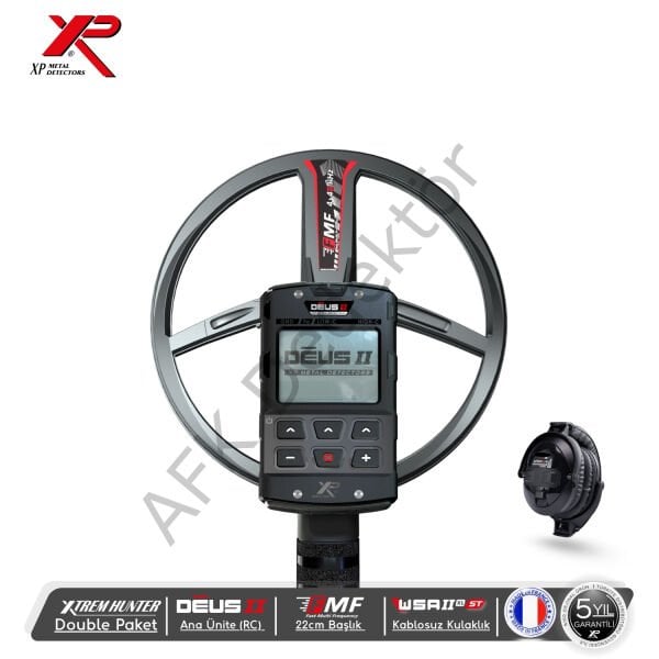 XP Xtrem Hunter Dedektör Double Paket - XP DEUS 2 RC, 22 cm FMF Başlık ve WSA2XL ST Kulaklık