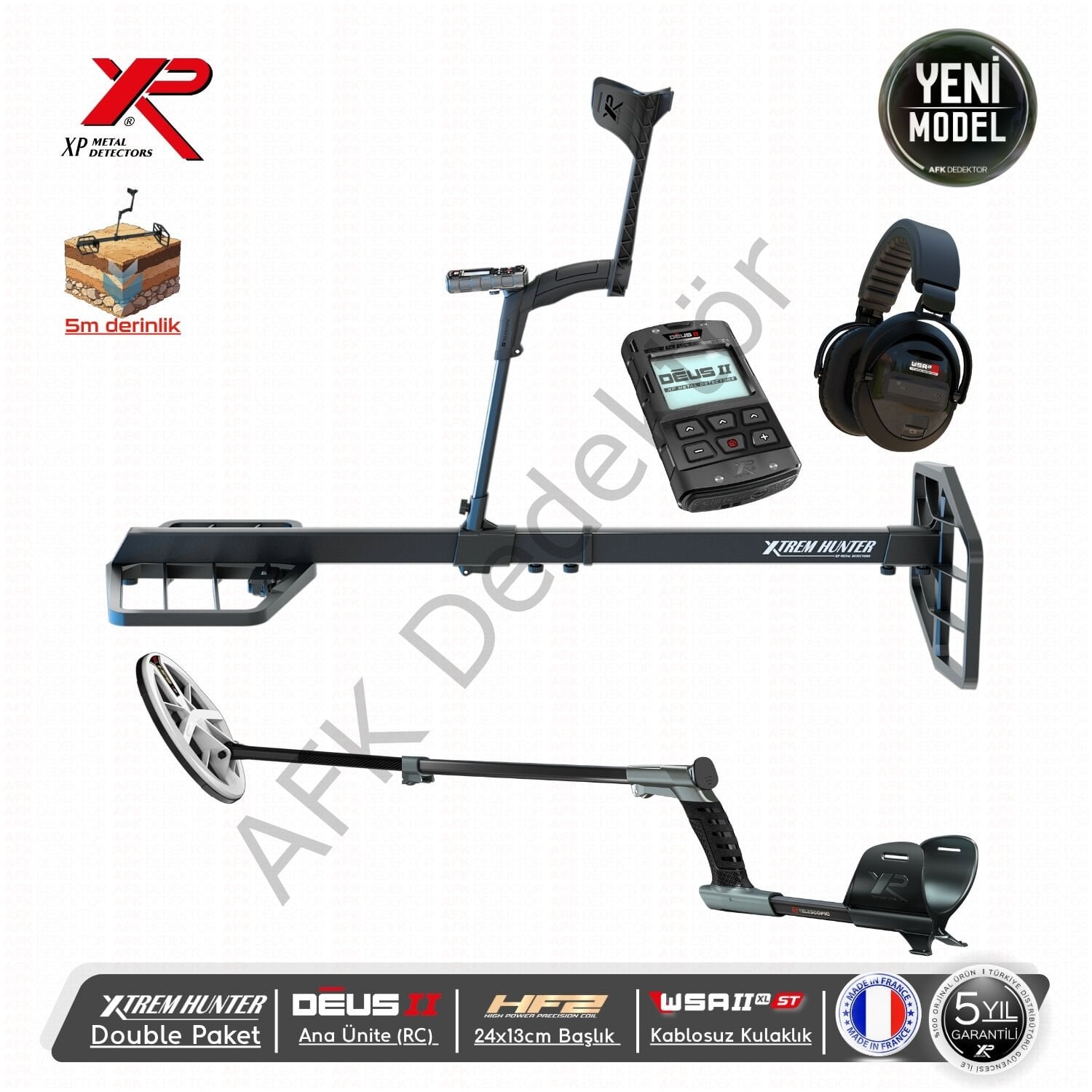 XP Xtrem Hunter Dedektör Double Paket - XP DEUS 2 RC, 24x13 cm HF2 Başlık ve WSA2XL ST Kulaklık