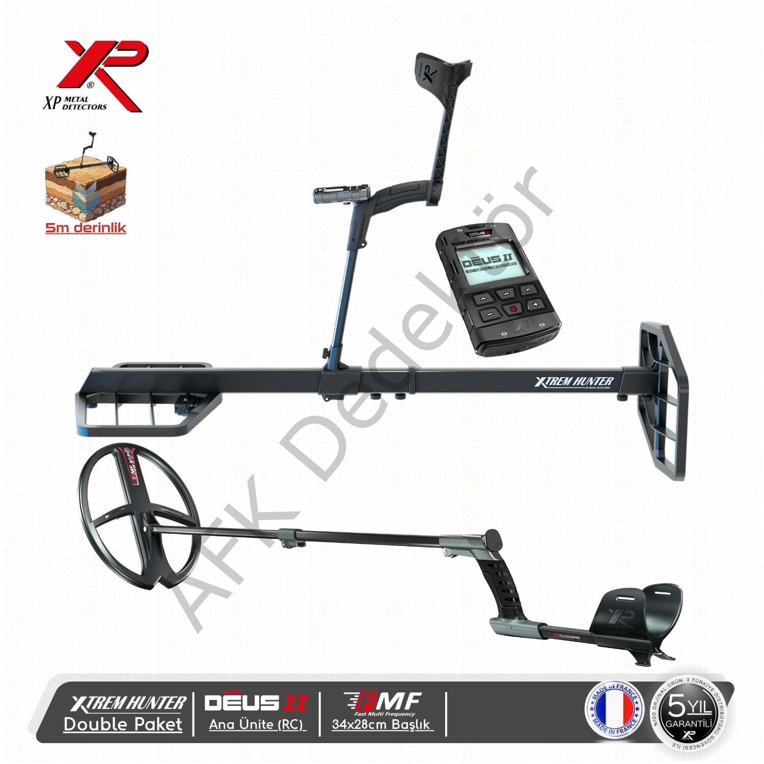 XP Xtrem Hunter Dedektör Paket - XP DEUS 2 RC, 34x28 cm FMF Başlık