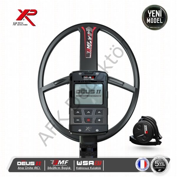 XP DEUS II RC Metal Dedektörü – 34x28 cm FMF Başlık + WSA2 ST Kablosuz Kulaklık Derin Arama