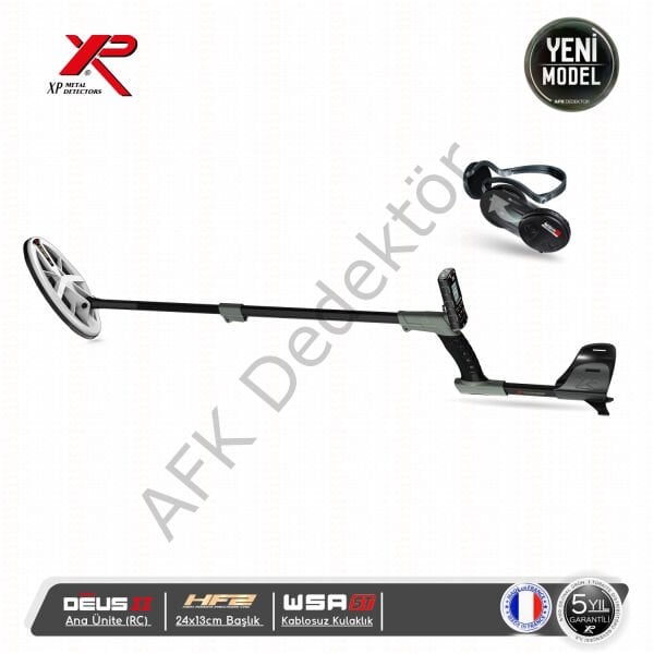 XP DEUS II RC Metal Dedektörü – 24x13 cm HF2 Başlık + WSA2 ST Kablosuz Kulaklık Altın Arama
