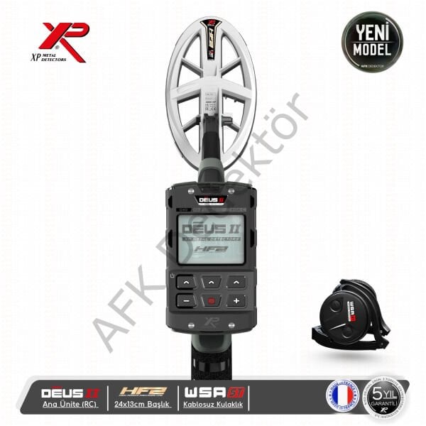 XP DEUS II RC Metal Dedektörü – 24x13 cm HF2 Başlık + WSA2 ST Kablosuz Kulaklık Altın Arama
