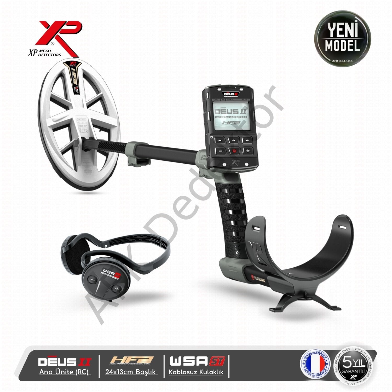 XP DEUS II RC Metal Dedektörü – 24x13 cm HF2 Başlık + WSA2 ST Kablosuz Kulaklık Altın Arama