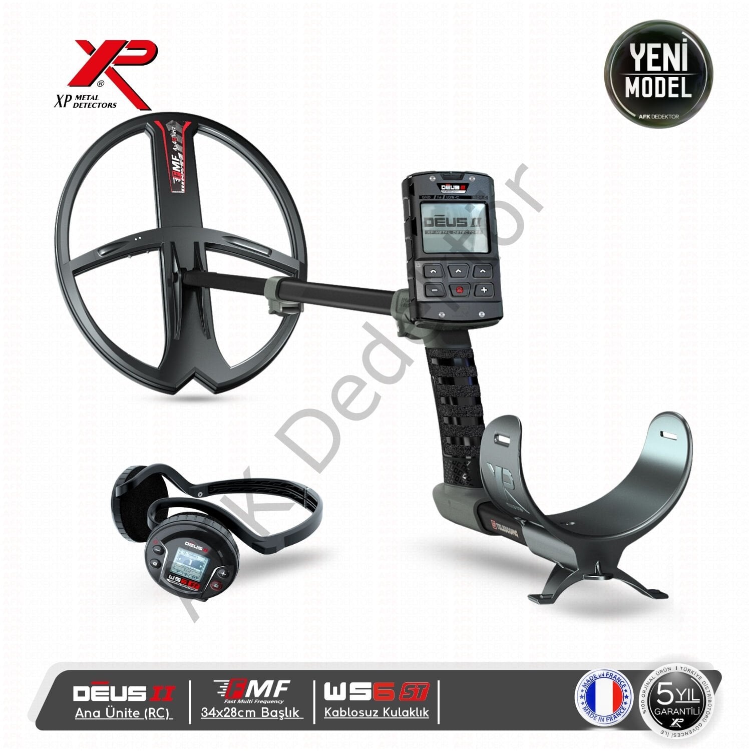 XP DEUS II RC Metal Dedektörü – 34x28 cm FMF Başlık + WS6 ST Kablosuz Kulaklık Derin Arama