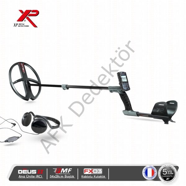 XP DEUS II RC Metal Dedektörü – 34x28 cm FMF Başlık + FX03 Kablolu Kulaklık Derin Arama