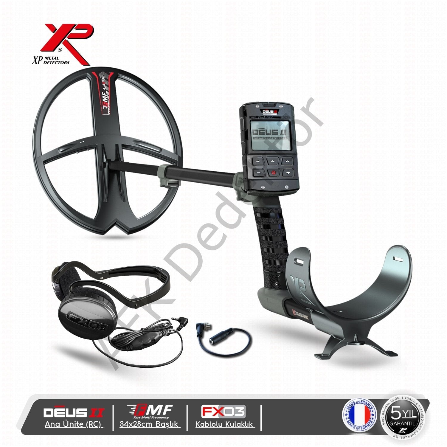 XP DEUS II RC Metal Dedektörü – 34x28 cm FMF Başlık + FX03 Kablolu Kulaklık Derin Arama