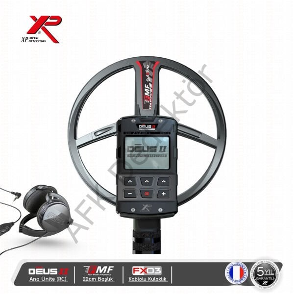 XP DEUS II RC Metal Dedektörü – 22 cm FMF Başlık + FX03 Kablolu Kulaklık Hassas Arama
