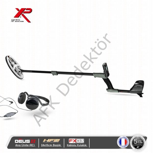 XP DEUS II RC Metal Dedektörü – 24x13 cm HF2 Başlık + FX03 Kablolu Kulaklık Altın Arama