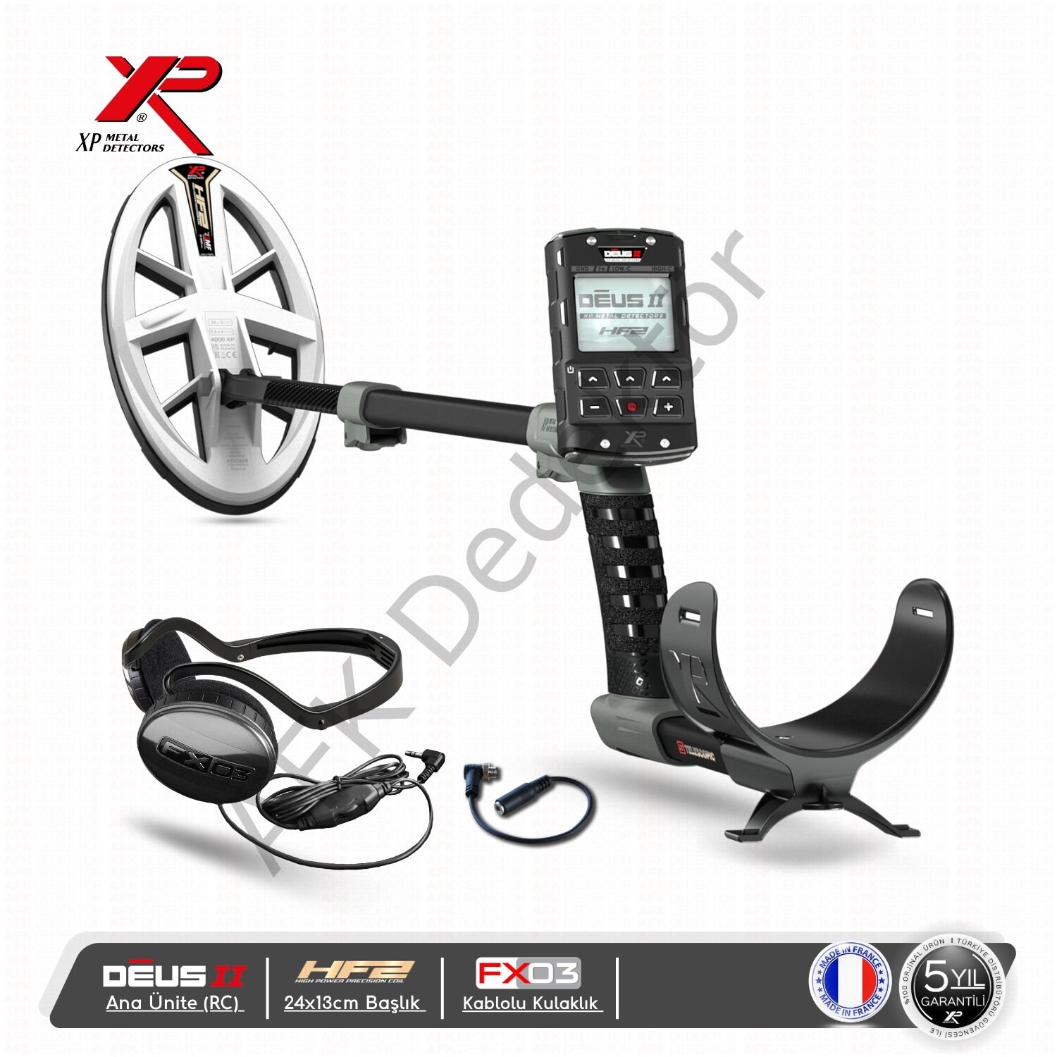 XP DEUS II RC Metal Dedektörü – 24x13 cm HF2 Başlık + FX03 Kablolu Kulaklık Altın Arama