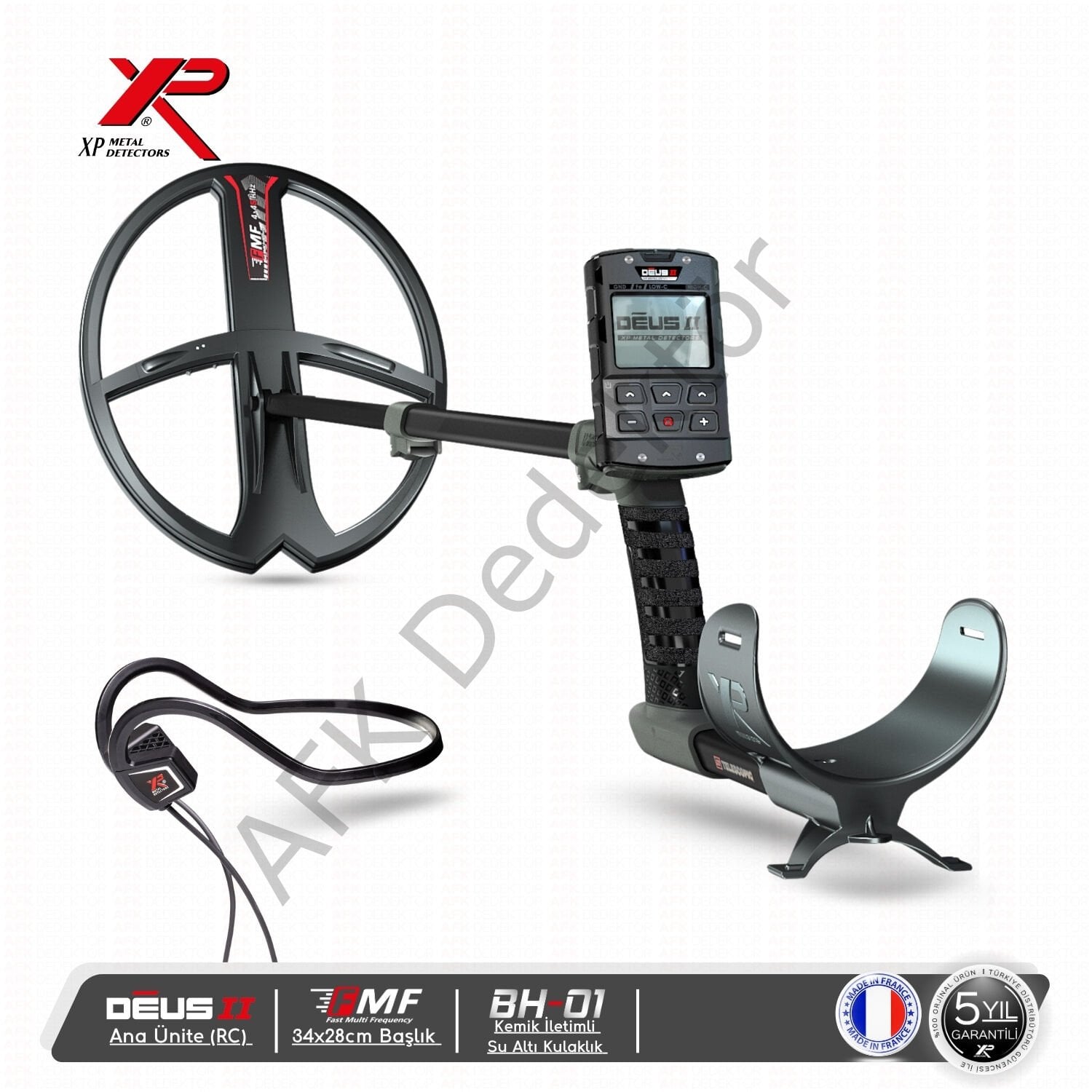 XP DEUS II RC Metal Dedektörü – 34x28 cm FMF Başlık + BH-01 Kemik İletimli Kulaklık Su Altı ve Derin Arama