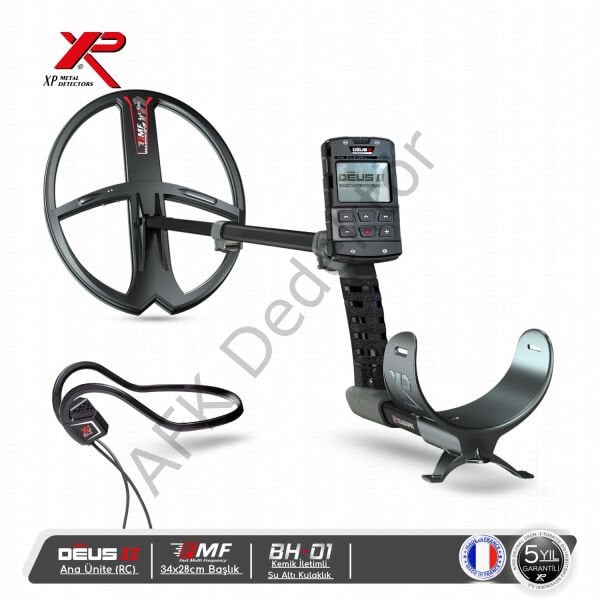 XP DEUS II RC Metal Dedektörü – 34x28 cm FMF Başlık + BH-01 Kemik İletimli Kulaklık Su Altı ve Derin Arama