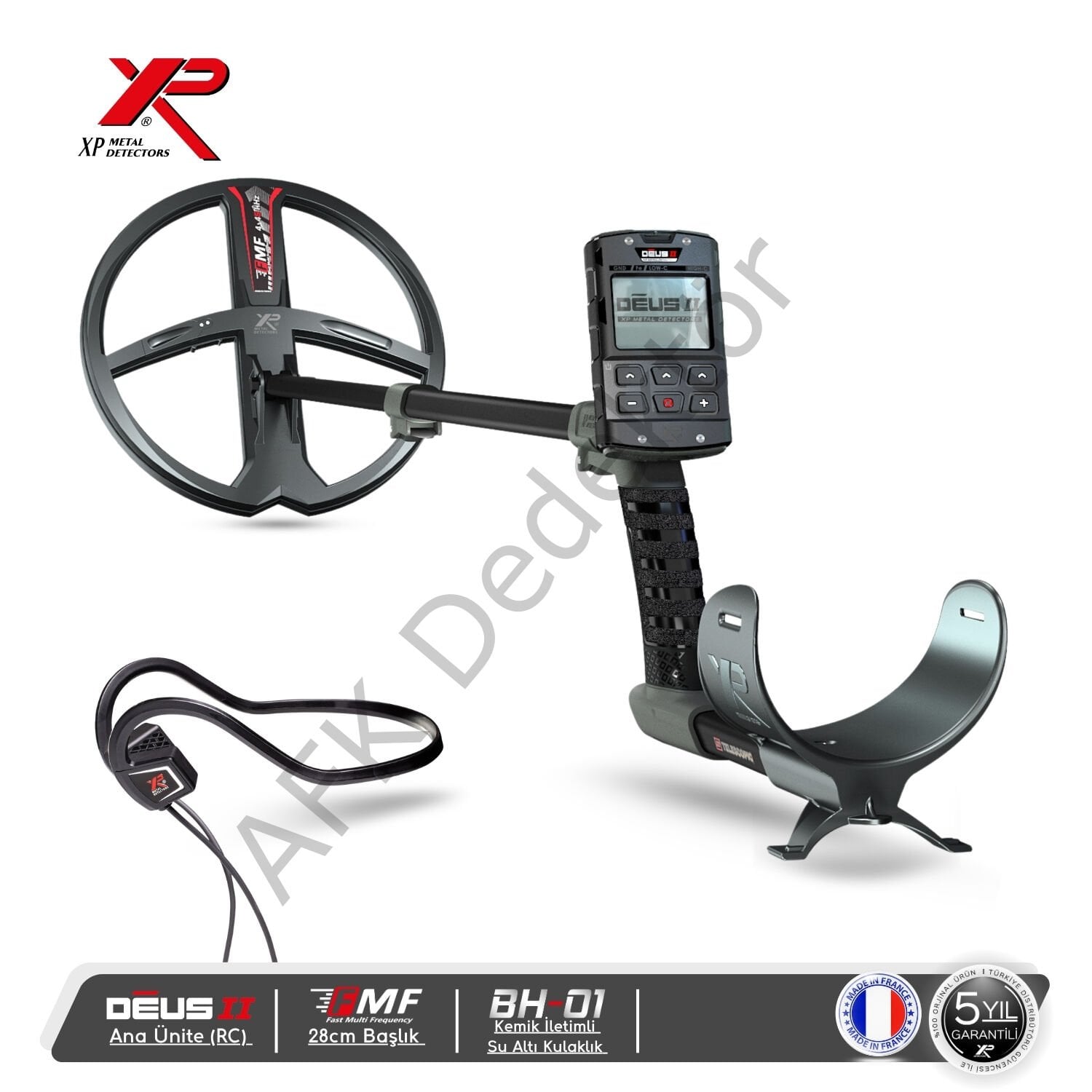 XP DEUS II RC Metal Dedektörü – 28 cm FMF Başlık + BH-01 Kemik İletimli Kulaklık Genel Kullanım ve Su Altı