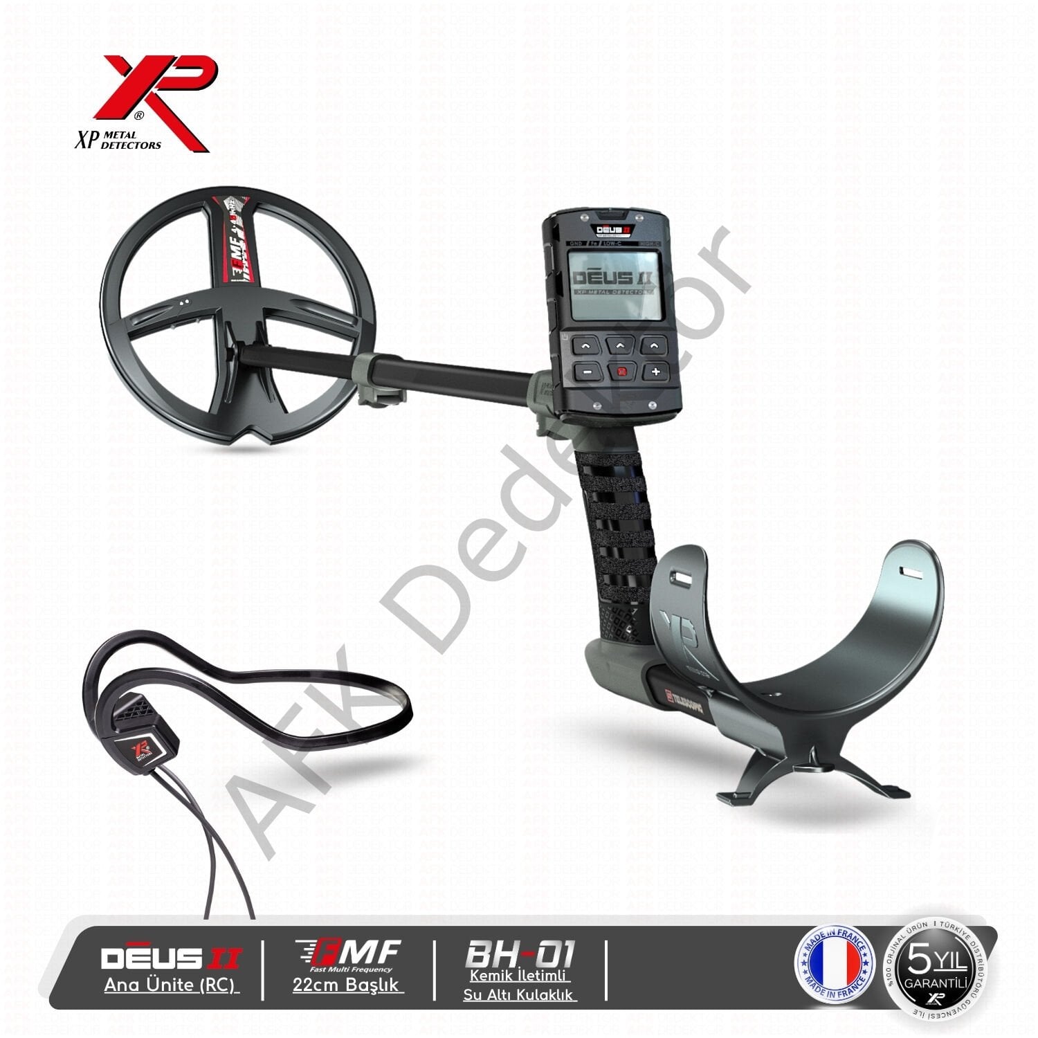 XP DEUS II RC Metal Dedektörü – 22 cm FMF Başlık + BH-01 Kemik İletimli Kulaklık Hassas Arama ve Su Altı