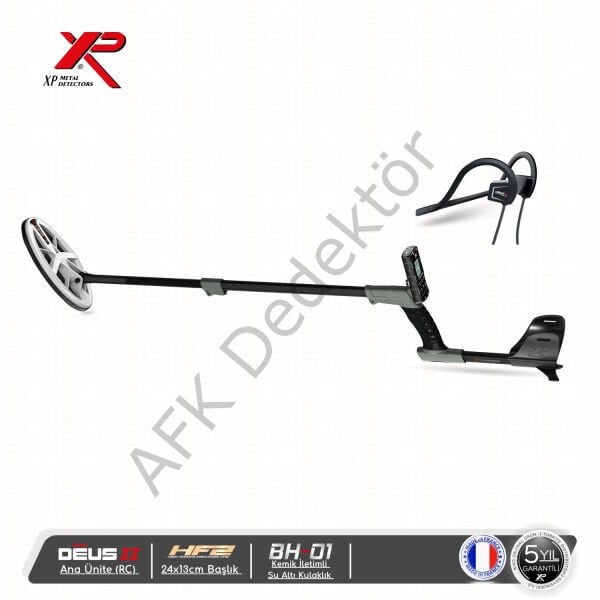 XP DEUS II RC Metal Dedektörü – 24x13 cm HF2 Başlık + BH-01 Kemik İletimli Kulaklık Altın Arama ve Su Altı