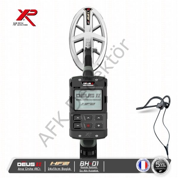 XP DEUS II RC Metal Dedektörü – 24x13 cm HF2 Başlık + BH-01 Kemik İletimli Kulaklık Altın Arama ve Su Altı