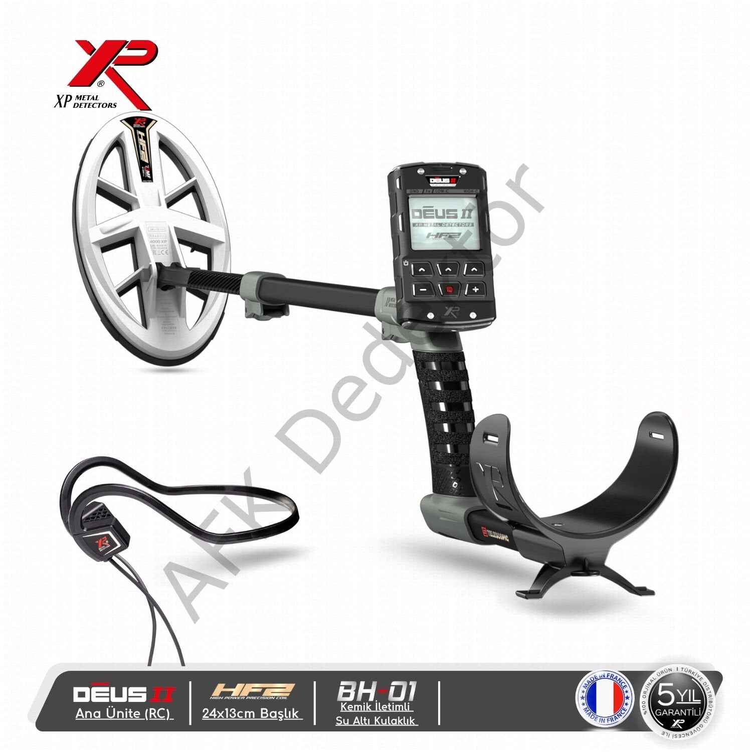 XP DEUS II RC Metal Dedektörü – 24x13 cm HF2 Başlık + BH-01 Kemik İletimli Kulaklık Altın Arama ve Su Altı