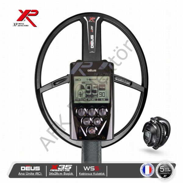 XP DEUS RC Ana Üniteli 34x28 cm X35 Başlıklı WS5 Kablosuz Kulaklıklı Metal Dedektörü