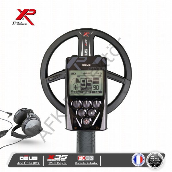 XP DEUS RC Ana Üniteli 22 cm X35 Başlıklı FX03 Kablolu Kulaklıklı Metal Dedektörü
