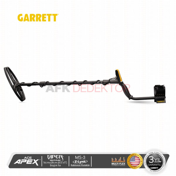 Garrett ACE Apex 16x28cm Başlık & MS-3 Kablosuz Kulaklıklı Metal Dedektörü