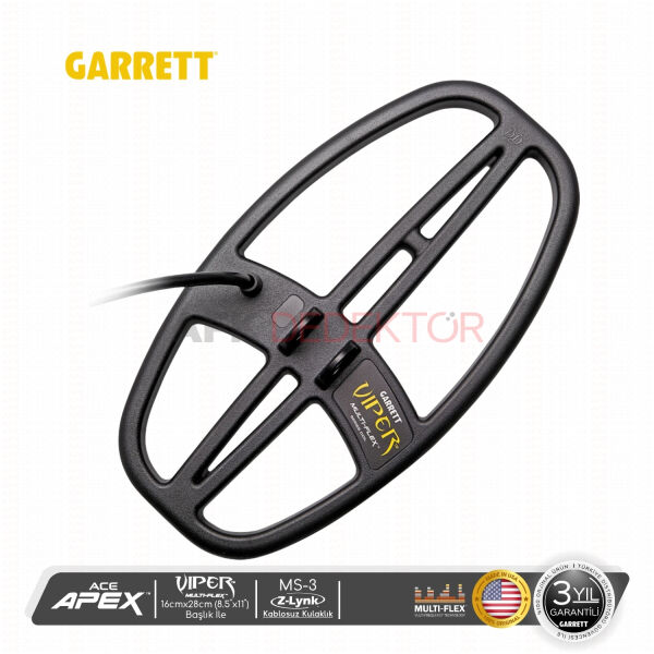Garrett ACE Apex 16x28cm Başlık & MS-3 Kablosuz Kulaklıklı Metal Dedektörü