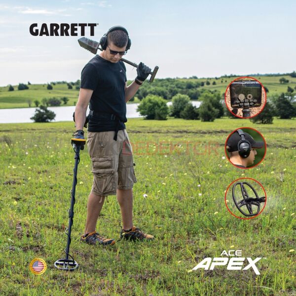 Garrett ACE Apex MS-3 Kablosuz Kulaklık & 22x28cm  Raider Başlık Metal Dedektörü