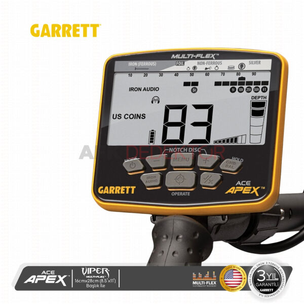 Garrett ACE Apex 16x28cm Multi-Frequency Metal Dedektörü