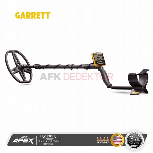 Garrett ACE Apex Multi-Frequency 22X28cm Raider Başlıklı Metal Dedektörü