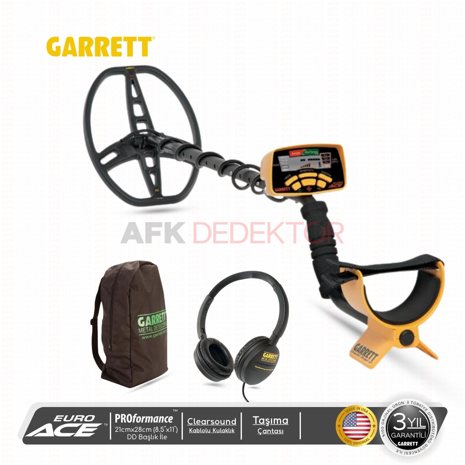 Garrett Euro ACE Metal Dedektörü 21 x 28 cm DD Başlıklı