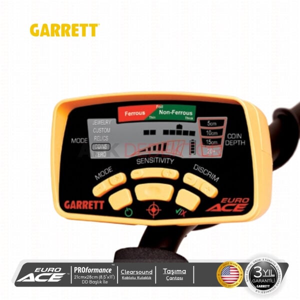 Garrett Euro ACE Metal Dedektörü 21 x 28 cm DD Başlıklı